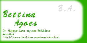 bettina agocs business card